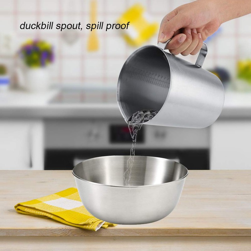 Frothing Cup, 2000ML 64OZ Measuring Cup, 304 Stainless Steel Graduated