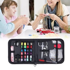 Juego de kit de costura premium, kit de costura de color para viajeros, adultos, principiantes, suministros de costura de bricolaje con estuche para el hogar, camping