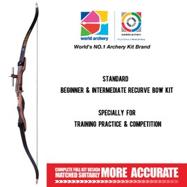 Sanlida Noble Standard Beginner & Intermediate Recurve Bow and Arrows Kit for Adult and Youth, Wooden Takedown Recurve Bow Package for Training, Practice & Competition RH Only (62", 28lbs)