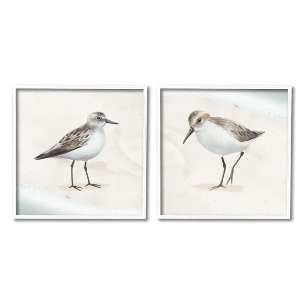 Stupell Industries Soothing Sandpiper Bird Stepping Nautical Beach Sand 2pc