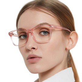OCCI CHIARI Blue Light Blocking Glasses for Women, Ladies Stylish Gaming Glasses, Women's Square Computer Glasses Spring Hinge(Pink, 125)