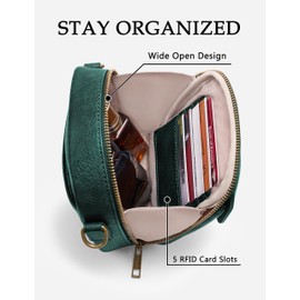 Yarnic Small Crossbody Bag, Vegan Leather Cell Phone Purse for Women, Vintage Wallet Bag with Card Slots(Dark Green)