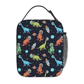 Gianlaima Colorful Dinosaur Space Rocket Planet Planet Stars Lunch Bag Portable Insulated Lunch Bag Reusable Cooler Totes For Women Men Adults Work Picnic Camping
