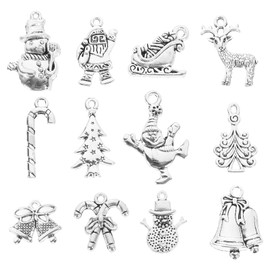 STOBOK 12pcs Christmas Tree Charm Xmas Santa Pendants Xmas Charms Christmas Dangle Charm Christmas Shaped Charms Candy Cane Charm Snowman Charms Jewelry Hanging Christmas Decor Alloy