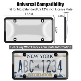 License Plate Covers & Frames,2 Pack License Plate Covers and Frames Combo,Unbreakable Car License Plates Shields Holder Fits Any Standard US Plates with Screws Caps (Gray)