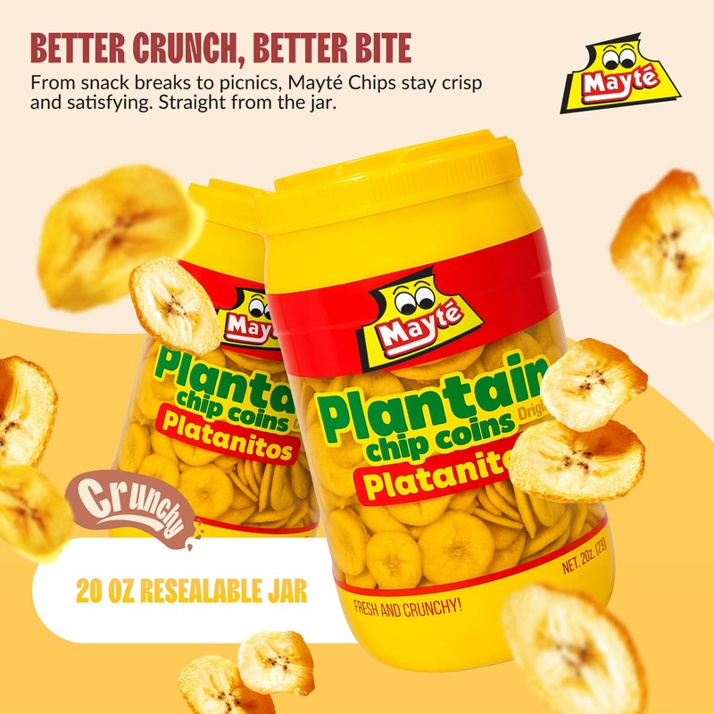 Mayté Plantain Chip Coins – Original Flavor, 20 oz Jar