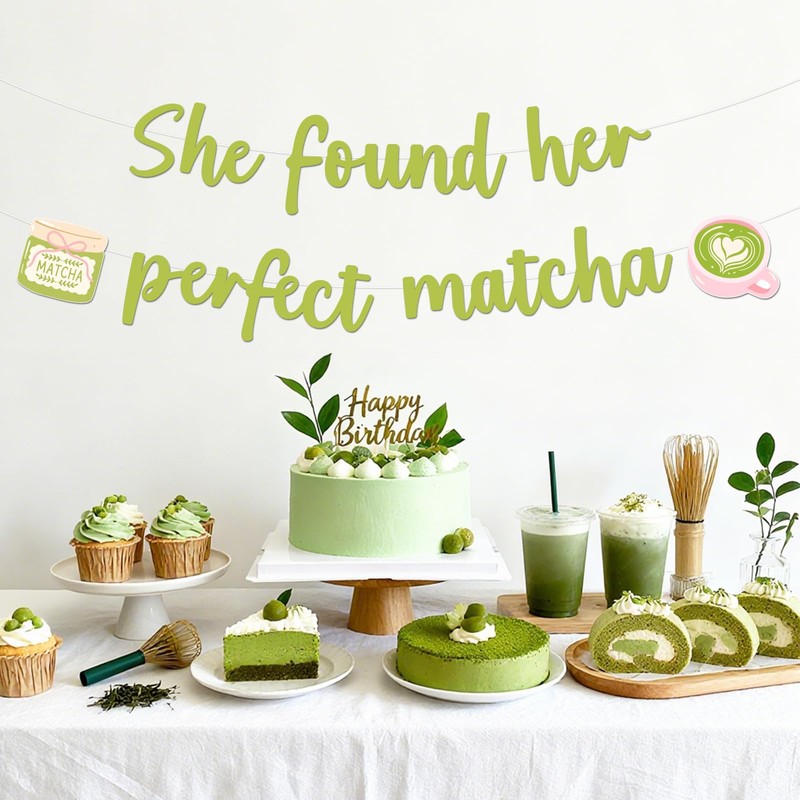 She Found Her Perfect Matcha Banner Matcha Lover Party Decorations