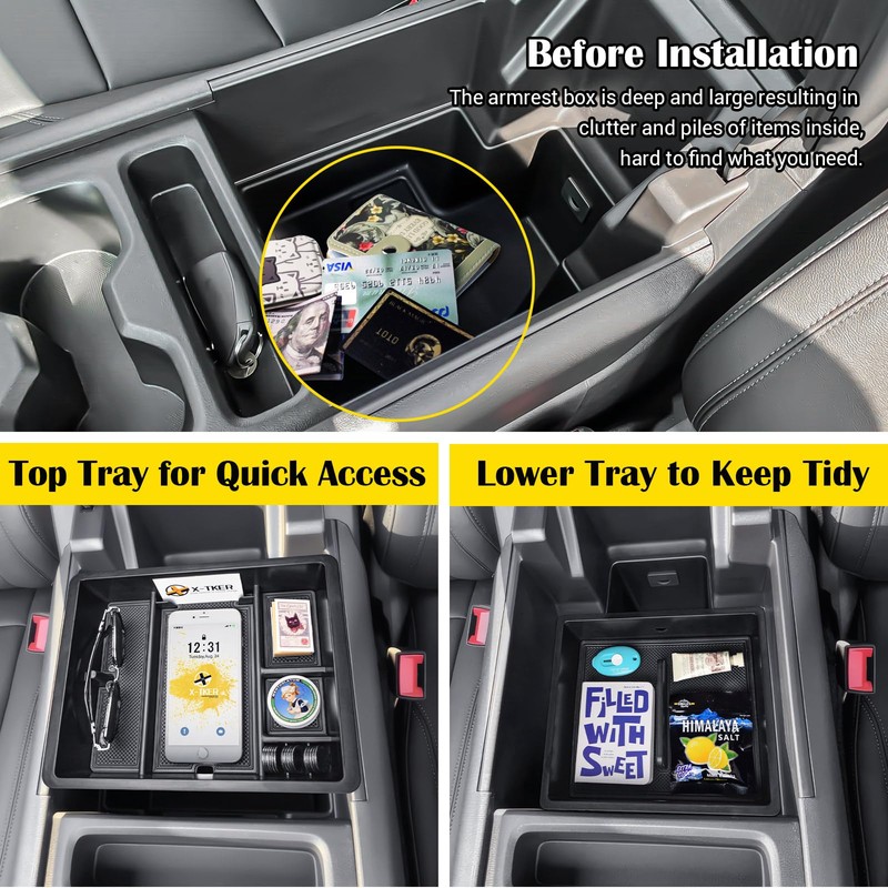 2PCS Rear Center Console Organizer Tray Compatible with 2024 2025