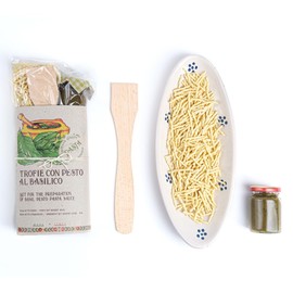 Pasta Gift Set -Trofie Pasta with Basil Pesto Sauce in Deluxe Packaging, homemade in South of Italy, Artigiani dei Sapori