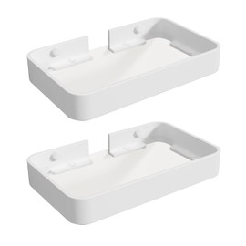 Z metnal Small Glass Bathroom Shelves, White Bathroom Floating Shelf, Mini Wall Shelf for Bathroom Organizer, Wall Mounted, 2Pcs, 8 inch