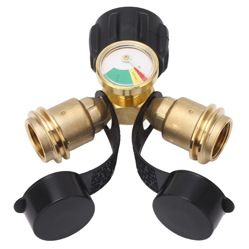 2 Way Propane Gas Splitter Brass POL to Qcc1 Y