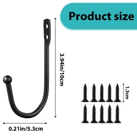 8 Pcs Black Metal U Shaped Curtain Pull Backs - Wall Mounted Curtain Hooks with Screws