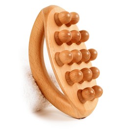 Gua Sha Massage Tool, Wooden Body Massage Brush Muscle Relaxation Sculpting Tool Smoothing Beads Meridian Portable Lymphatic Drainage Cellulite Massager for Whole Body