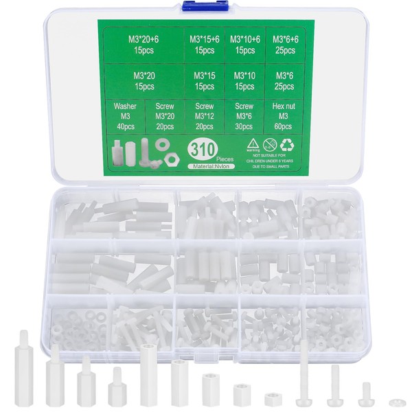 310 Pcs M3 Male Female Nylon Hex Standoff Spacer, Standoff