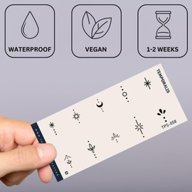Fake Tattoo Fingers - Temporalis® | Adult Temporary Tattoos - EU Certified Cosmetics, Vegan & Waterproof - Lasts 1 to 2 Weeks [Celestial Set - 10 Designs]