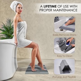 Katamary Stone Bath mat, Diatomaceous Earth Shower Mat, Non-Slip Super Absorbent Quick Drying Bathroom Floor Mat, Natural, Easy to Clean. (Dark Gray)