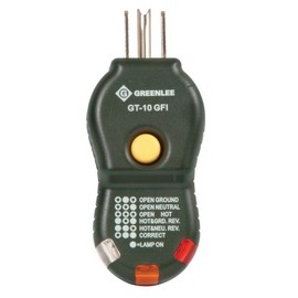 Greenlee GT-10GFI Tester, Circuit GFI, Circuit Tester Polarity Cube for Troubleshooting 20 VAC Grounded Outlets and Testing GFCI Receptacles, Black, Small