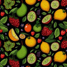 HEKO PANELS Stoff Oxford Wasserdichte Meterware Canvas-Stoff Polyester Stoff Zum Nähen Nähstoffe Dekostoffe Wasserabweisend Blickdicht Obst 1 Meter 155 x 100 cm