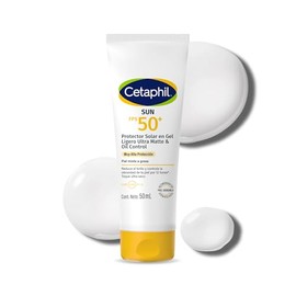 Cetaphil Sun FPS 50+ Protector Solar Gel Ligero Ultra Matte, Control de Brillo y Oil Control para Piel Grasa y Mixta, Protección UVA UVB, 50 ml