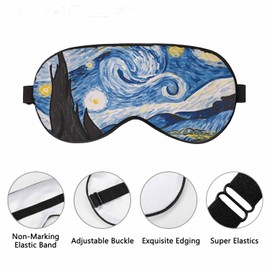 Vnwoalu Starry Night Sleep Eye Mask Van Gogh Classic Arts Men Women Sleep Mask with Adjustable Strap Eye Cover Eye Shade for Travel, Nap,Meditation