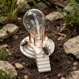 Spider Ant Water Feeder, Creative Altar Shape 3D Printed Waterer with Glass Drip Bottle, Safe Drinking Bowl for Tarantula, Ant, Small Insect Reptile Terrarium (White)