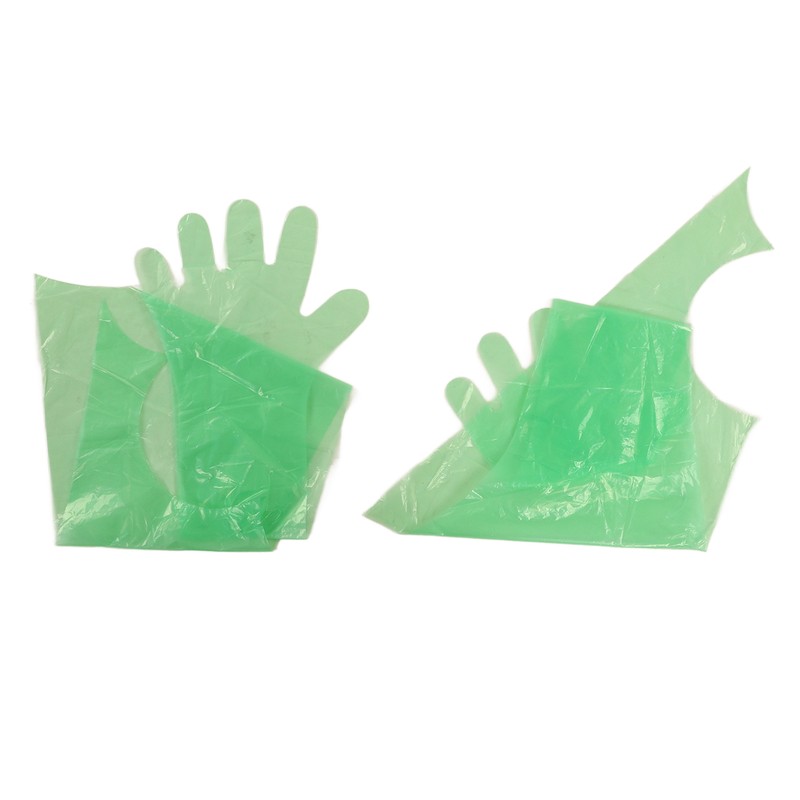 50Pcs Disposable Long Arm Glove PE Green Veterinary Examination Artificial