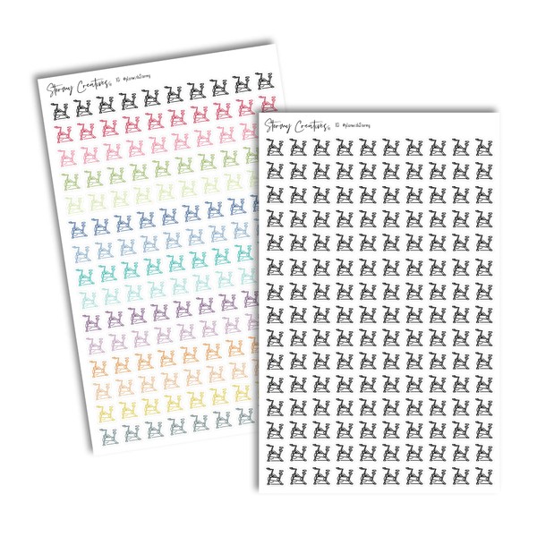 Small Stationary Bike Die Cut Planning Stickers, 2 Sheets, 300