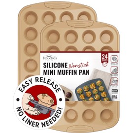 FOODIES HAVEN 2 PK-Mini Muffin Pans 24 Cup Mini Muffin Silicone Molds