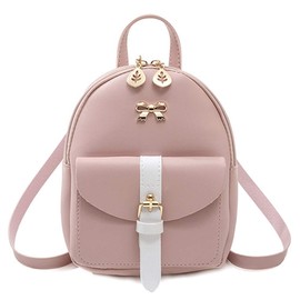 RetroFun Women's Fashion Backpack Casual Small PU Leather Waterproof Backpack Mini Shoulder Bag with Headphone Hole Girls, pink