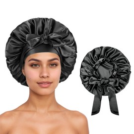 NEOVIVA Silk Bonnet for Sleeping Women Satin Bonnet Double Layer Hair Bonnet with Elastic Tie for Curly Natural Braids Hair