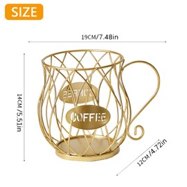 Coffee Capsule Basket, Coffee Basket, Coffee Capsule Pod Storage Basket, Coffee Pod Holder Basket, for Storing Coffee Capsules and Fruits for Counter and Coffee Bar (Gold)