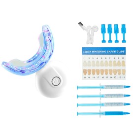 LED Light Teeth Whitening Kit with 32 Accelerator Lights Whitening Gel Syringe Desensitizing Gel U-Shaped Tray WirDefault: Default