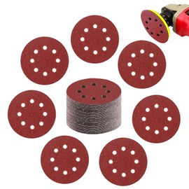 HIUOUIH Sandpaper 125 mm Velcro Pack of 100 Sanding Discs Round Sanding Sheets Grit P100 Random Orbital Sander 8 Holes for Wood and Metal
