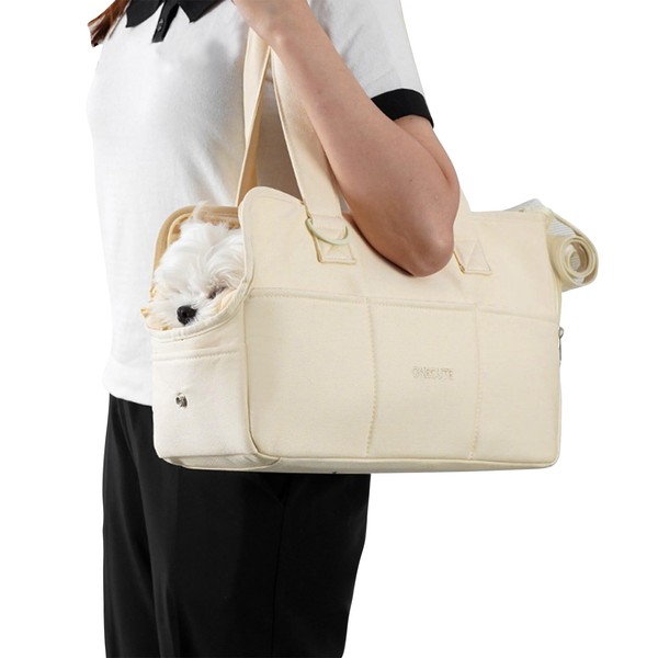 PETCUTE Dog Bag, Breathable Dog Carrier Bag with Side Pockets