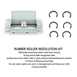 10pcs Retaining Clip Rings, Rubber Roller Resolution for Cricut Maker, Keep Rubber in Place with Retaining Rings, C Shape Retaining Clip Rings for Cutting Machine