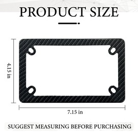 Carbon Fiber Motorcycle License Plate Frame - ATV UTV Scooter Moped Tag Frames Holder, 4 Holes Stainless Steel Rust Proof License Plate Frame for Motorcycle