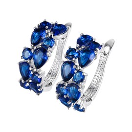 EVER FAITH Women's Prong Cubic Zirconia Party Elegant Teardrop Huggie Hoop Stud Earrings, Cubic Zirconia, Cubic Zirconia