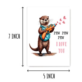 NSMGifts Pew Pew Pew I Love You Card - Cute Otter Valentines Card - Funny Love Anniversary Card - Funny Happy Greeting Card