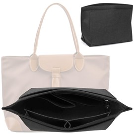 QGGTQG Bag Organiser for Longchamp Premium Organiser for Longchamp Bag Purse Organiser Handbags Organiser Felt Bag Organiser with Multiple Pockets (Dark Grey, M)