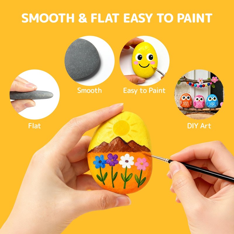 Simetufy 45 Pcs Painting Rocks Bulk, 2"-3" River Rocks for