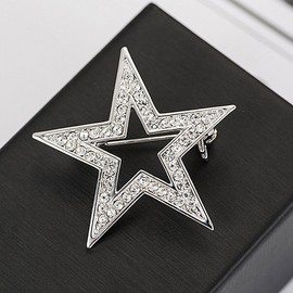 OULII Star Shape Brooch Women Decorative Stylish Pageant Corsage Pentagram Suit Breastpin for Business Wedding 5 x 5 cm, Metal, Alloy