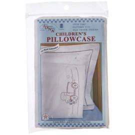 Jack Dempsey Children's Stamped Pillowcase with White Perle Edge 1/Pkg-Old Truck Friend
