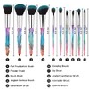 Makeup Brushes Set Crystal Handle - 10pcs Colorful Diamond Cosmetic