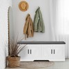 HOMSHO 2-Tier Storage Bench, Shoe Bench with Padded Seat Cushion,