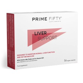 Prime Fifty Liver Support Supplements – 56 Vegan Capsules – Choline & Milk Thistle Supplements with Co-Enzyme Q10, Vitamins C, D, E & Chromium – Liver Supplements Developed for Over 50s