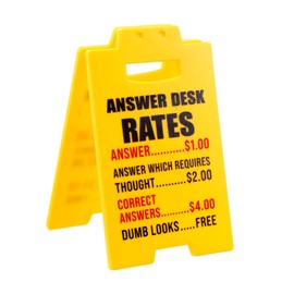 Answer Desk Rates Sign Funny Desk Sign Funny Office Cubicle Decor Office Gag Gifts for Coworker Teammate Employee Boss, Team Gifts for Birthday Christmas White Elephant Gift
