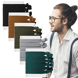 Juexica 30 Ligas para Cabello para Hombre Lazos Anudados para el Cabello Elásticos Planos sin Arrugas para Cabello Largo y Rizado (Multicolor)