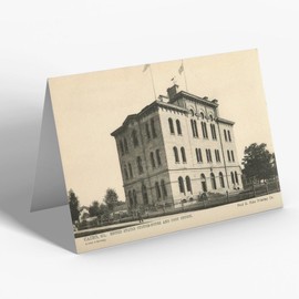 GREETING CARD - Vintage Illinois USA - Cairo. Custom-House and Post Office