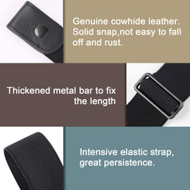 WERFORU 4 Pieces Men's No Buckle Belts Buckle Free Belt No Show Elastic Belts Durable Adjustable Invisible Waist Belt Buckless Stretch Belt Black/Coffee/Blue/White