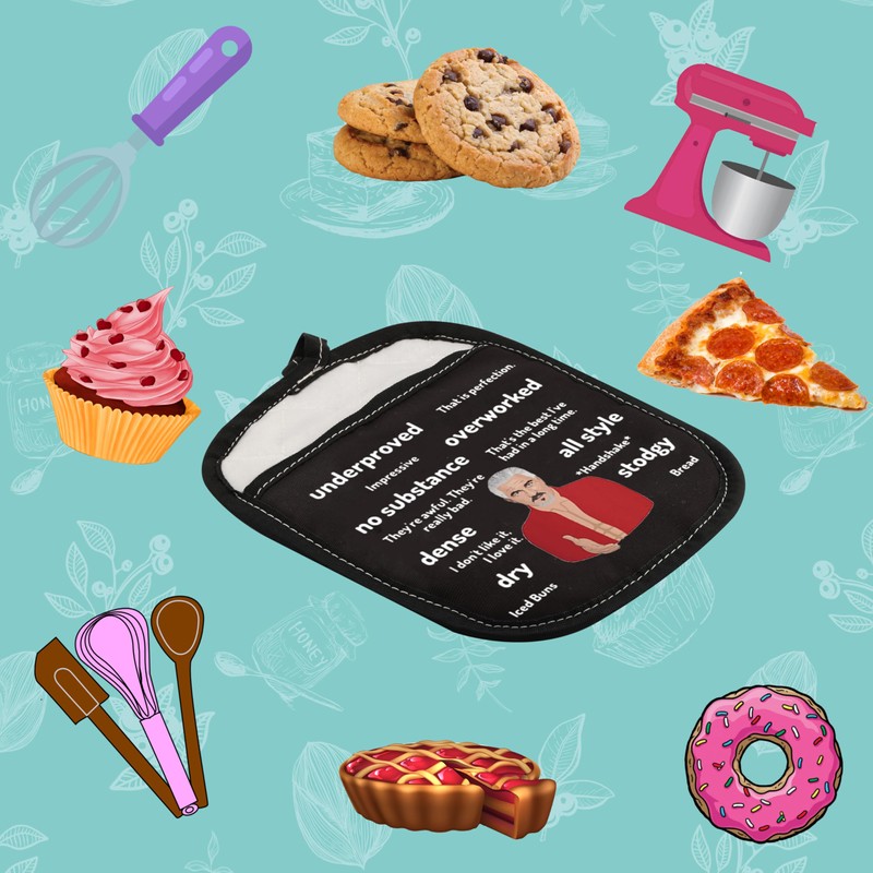 WCGXKO Baking Show Inspired Oven Mitt Pot Holder with Pocket